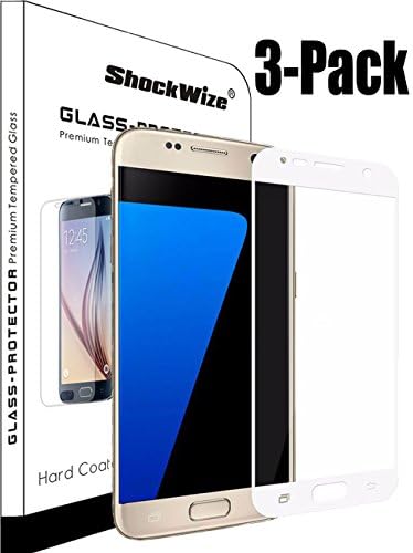 Samsung Galaxy S7 [3-Pack] [Full Coverage] Screen Protector ShockWize [Tempered Glass] .3mm Thin Premium Real Edge to Edge Glass Screen Protector Galaxy S7 (White 3-Pack)