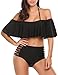 Avidlove Womens Two Piece Off Shoulder Swimsuits High Waisted Bikini Set Black, Black, Medium