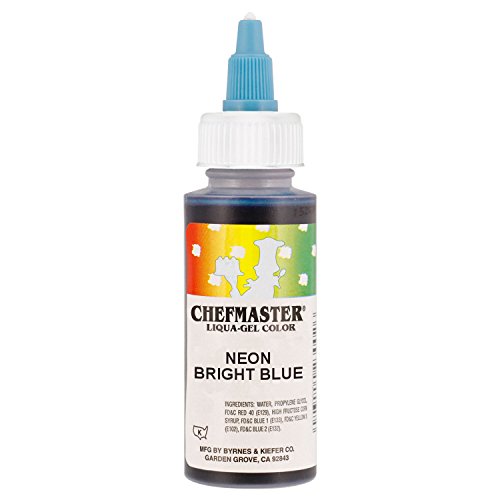 Chefmaster by US Cake Supply 2.3-Ounce Liqua-Gel Cake Food Coloring Neon Brite Blue