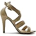 Ollio Women's Shoe High Heel Cross Strap Sandal