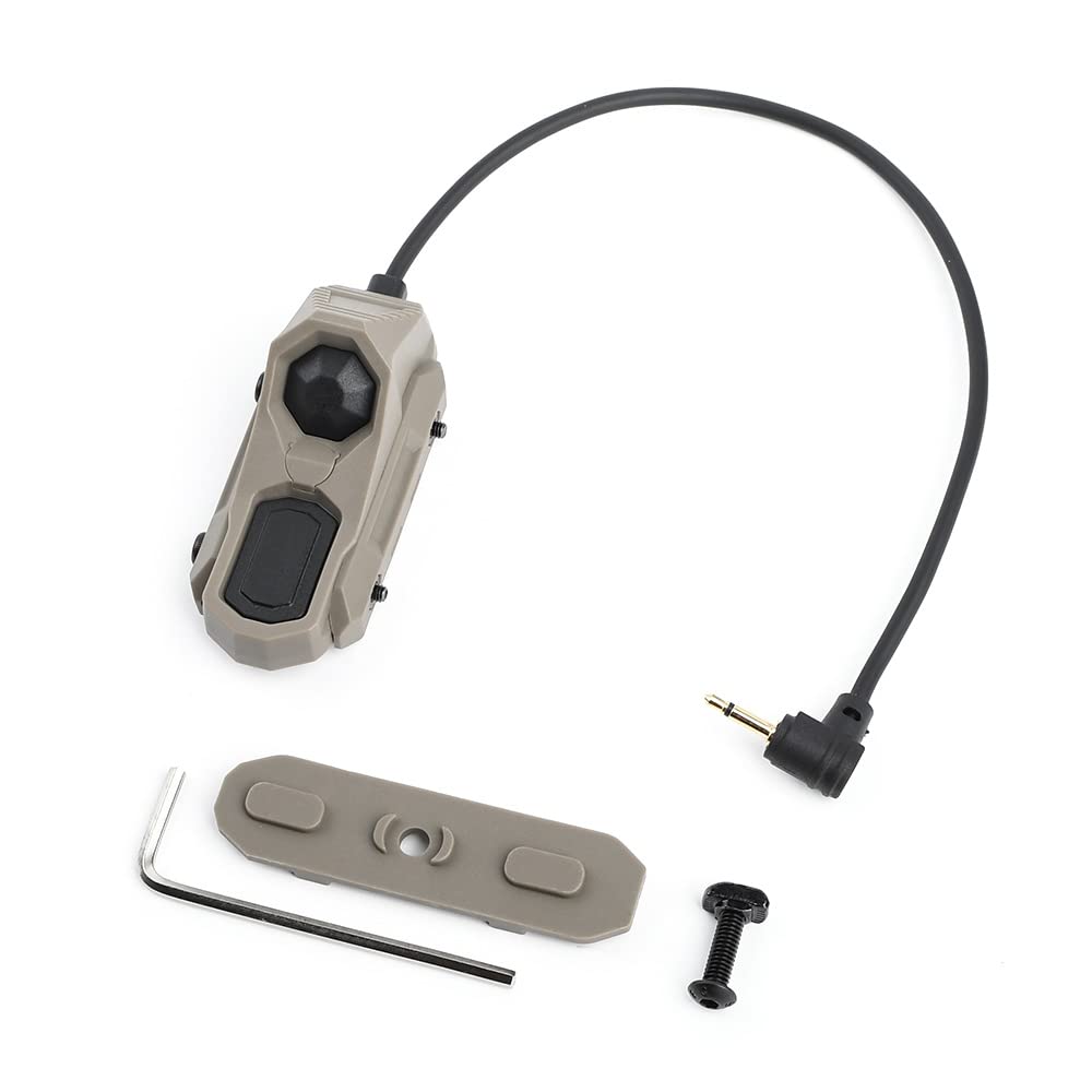 SBGJMY 2.5MM Plug Tactical PEQ DBAL NGAL M3X Flashlight Dual Function Remote Pressure Switch Portable Control Switch for Mlok Keymod and 20mm Picatinny Rail System (Tan)