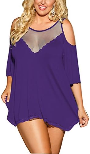 IYISS Plus Size Sexy Lingerie Babydoll Sleepwear Night Shirt (XXXXL, Purple)