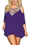 IYISS Plus Size Sexy Lingerie Babydoll Sleepwear Night Shirt (XXXL, Purple)