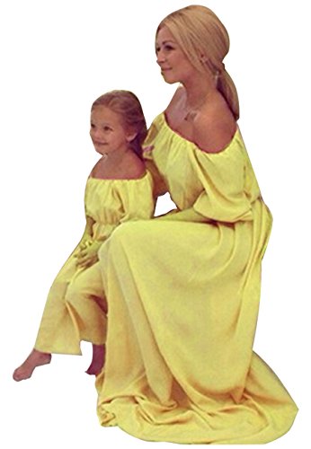 YMING Mother Me Chiffon Maxi Grow Empire Waist Chiffon Dress Mom,Yellow,S