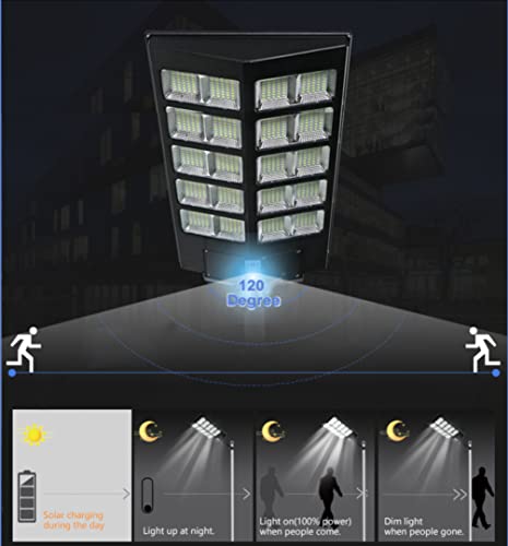 Dollcora Solar Street Lights, 400W Solar Outdoor Lights 800 LED Waterproof Dusk to Dawn Motion Sensor Light Lamp for Garage, Patio, Parking Lot, Garden, Playground