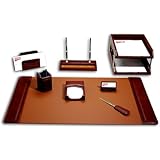 Dacasso Leather Desk Set, 10-Piece, Mocha