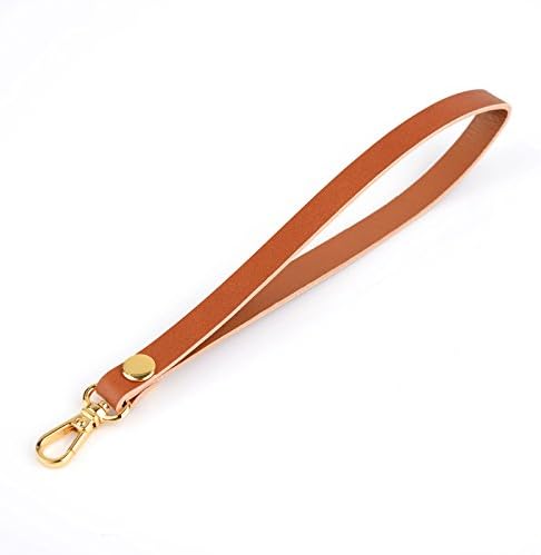 Richbud Vegetable Leather Wrist Hand Strap Swivel Trigger Clip Snap Lobster Claw Clasp Handmade Lanyard 10-10 Gold (Tan)