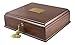 Large Antico Wood Memory Box Organizer in Mahogany Wood Finish With Lock &Key