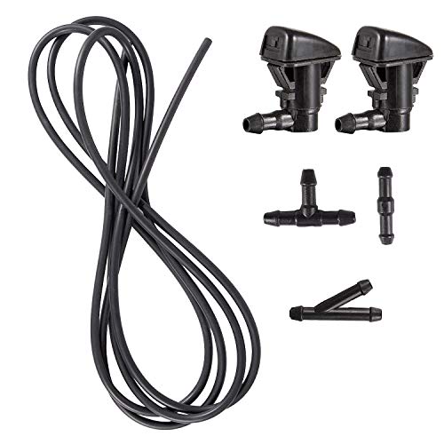 BingSnow 2 Pcs Windshield Washer Squirter Nozzle Spray for 07-11 Ford Edge, 08-11 Ford Focus, 07-10 Lincoln MKX and 3 Meters Fluid Hose with 3 Pcs Connector, Replace OEM # 8S4Z17603AA, 7T4Z17603A