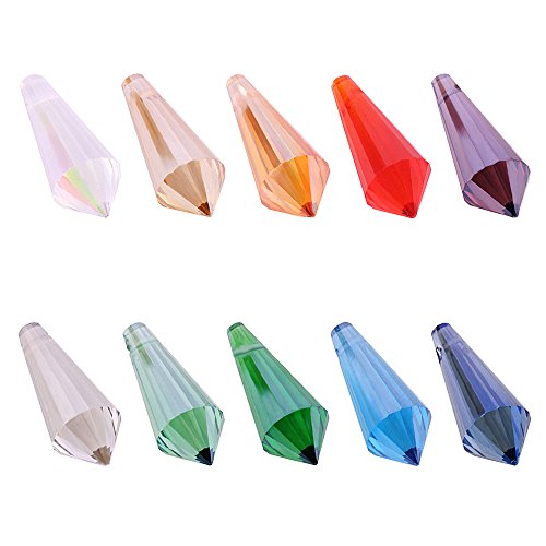 BEADNOVA 50pcs Crystal Glass Beads Teardrop Pendant/ Prism Crystal Beads For Jewelry Making 8x21mm