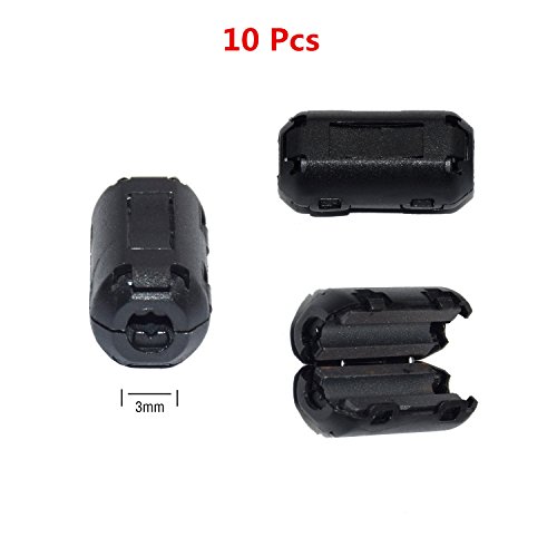 Ferrite Core Filter,Pashion Pack of 10 Magnetic Ferrite Core Cord RFI EMI Noise Suppressor Cable Clip 15 mm Inner Diameter Black Core Ferrite Cable Clip