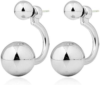 Clearance! Creazrise Women Girl Ball Polished Plated Stainless Steel Stud Earrings (Silver)