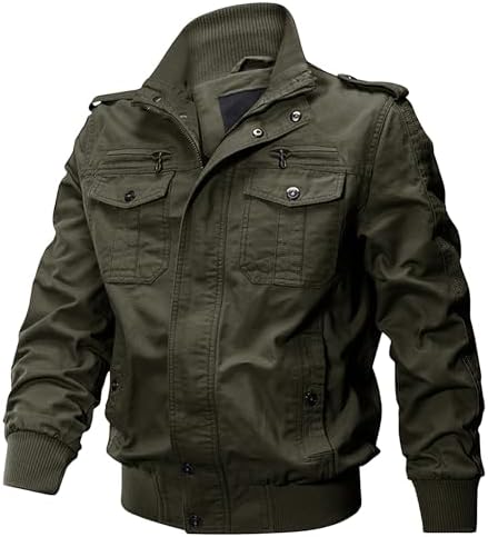 Idopy Men`s Military Zip Up Outerwear Cotton Jacket Coat with