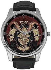Men's Punk Skull Stainless Steel Leather Strap Waterproof Band Wrist Watch