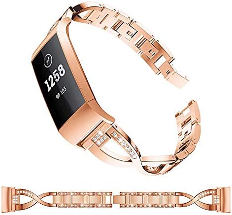 YWSHF フィットビット チャージ3 交換 Fitbit Charge3 バンド 対応 金属時計ベルト おしゃれ 女性 ビジネス風 ステンレス 交換用 ウォッチ 時計バンド スポーツバンド 運動 ベルト