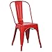Poly and Bark Metal Modern Dining Chair, Industrial Mid Century Kitchen Cafe Restaurant Side Chair, Stackable, Red (Set of 4)