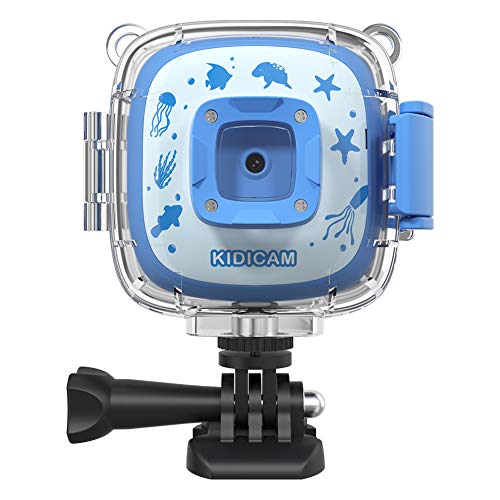 Dragon Touch Kidicam 1080P Kids Action Camera 30m Waterproof Camera -Blue