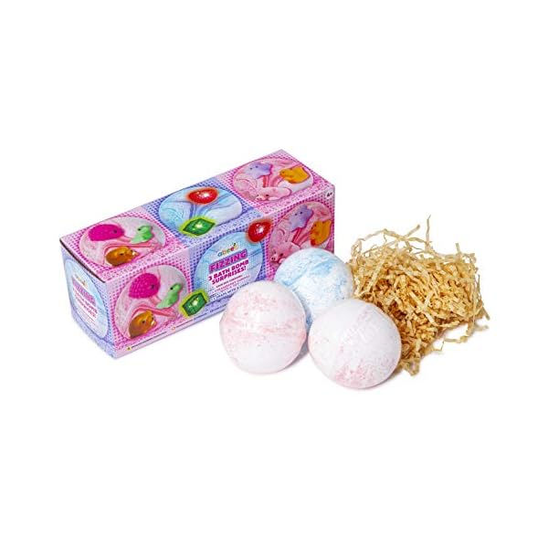 abeec Bath Bomb Surprises x 3 - Kids Bath Bombs with Toy Inside - Bath Bomb Set with 2 Strawberry and 1 Grape Bombs…