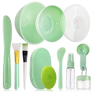 HUNIQOTEK Face Mask Mixing Bowl Set Silicone Skin Care Kit Facemask Brush Spray Bottle Cleaner Spatula Pack of 14