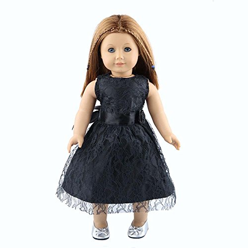 Little Ladies Party Evening Doll Dress, Lace Skirt for 18 inch Our Generation American Girl Doll (Black)
