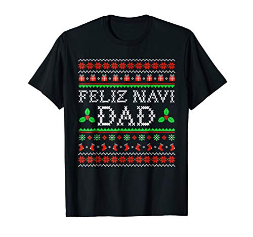 Mens feliz navi dad ugly christmas sweater t shirt | daddy claus …