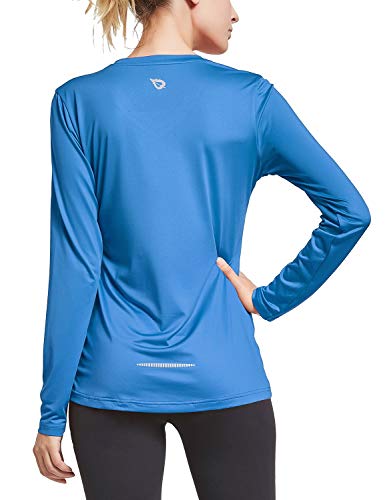 Baleaf Women's V Neck T-Shirt Long Sleeve Running Athletic Shirts Royal Blue Size M