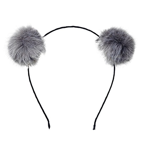 Ztl Cute Rabbit Cat Ears Headband Fluffy Balls Hair Hoop Hairband for Kids Girls