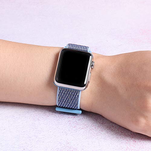 HILIMNY Compatible for Apple Watch Band 40mm, Soft Nylon Sport Loop, with Hook and Loop Fastener, Replacement Band Compatible for iWatch Series 1/2 / 3/4 (40mm, Cerulean) - Thumbnail 5