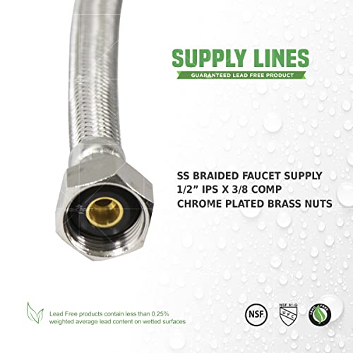 EverFlow Faucet Connector 8" Stainless Steel, 27108NL2G, Braided