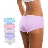 Opiboo Women's Soft Cotton Menstrual Period Underwear Leakproof Postpartum Panties 5 Pack Breathable Waist Briefs