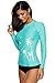 CharmLeaks Womens UV Protection Swim Shirts Modest Bathing Suit Tops Rashguard Aqua 2XL