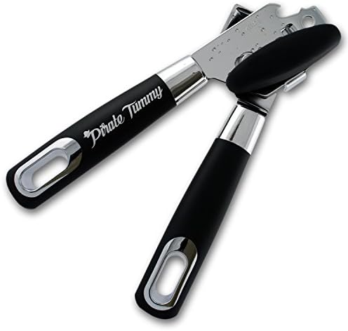 Safe Multifunctional Manual Can Opener - Stainless Steel with Ultra Sharp Cutting Blade - Long Ergonomic Non-Slip Handles and Big Knob