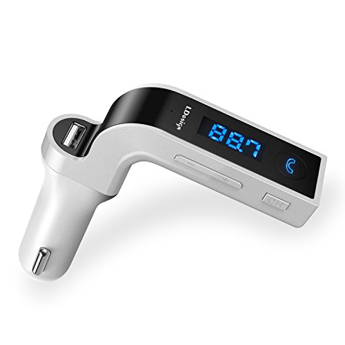 Bluetooth FM Transmitter,LDesign Wireless In-Car FM Adapter Car Kit with USB Car Charging for iPhone, Samsung, LG, HTC, Nexus, Motorola, Sony Android Smartphone - Silver