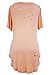 Sidefeel Women Crisscross Front V Neck T-Shirt Destroyed Baggy Blouse XX-Large Pink