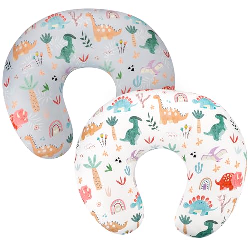 Nursing Pillow Cover 2 Pack, Breastfeeding Pillow Cover for Baby Girls Boys, Soft Stretchy Nursing Pillowcase for Infant Newborn, Removable Slipcover for Nursing Pillows Dinosaur(Only Cover)