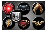 Justice League Magnets or Pins DC Comics Superhero Symbols Set of 7 Batman Superman Wonderwoman Aquaman Flash Cyborg (1