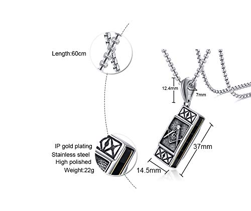 MPRAINBOW Stainless Steel Masonic Harmonica Vintage Musical Instrument Pendant Necklace,Harmonica can Blow
