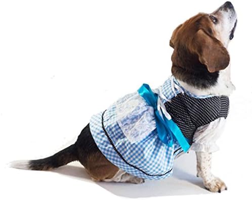 EINSZWEIDOG Oktoberfest German Dirndl Dog Dress Costume, Blau (S)