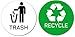 SecurePro Signs 2 Recycle & Trash Stickers (1 Trash + 1 Recycle) for Use on Trash Cans & Recycle Bins of All Types; 4 Inches Round with Adhesive on Back; Premium Quality (White Trash & Green Recycle)