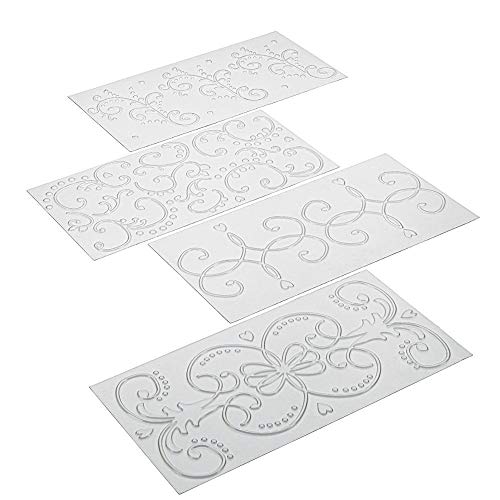 Connia 4pcs Grid Transparent Stencil Texture Mat Cake Border Decorating Tool Cake Mold (B)