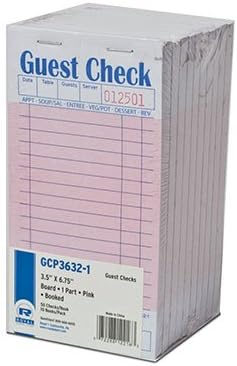 Royal Pink Guest Checks 1 Part Order Pads 15 Lines - 10 Books