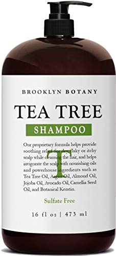 Brooklyn Botany Tea Tree Oil Shampoo For Dry Itchy & Flaky Scalp - Sulfate Free Hair Cleanser - 16 oz