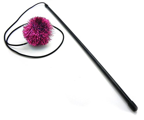 Tuff Kitty Puff Sparkle Ball Cat Wand (Hot Pink)