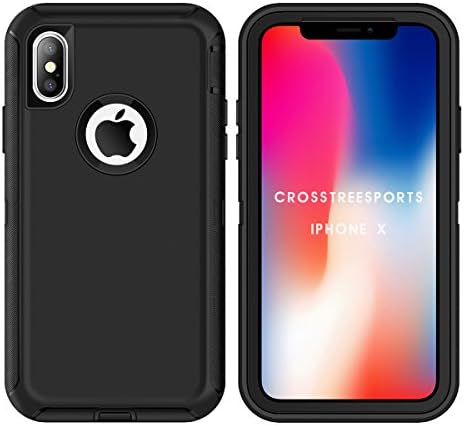 iPhone X Case, iPhone 10 Case, Heavy Duty Shockproof Armor Defender Drop Proof 3in1 Rugged Full-Body Protective Case Cover for iPhone X ( 2017 Release) (Black, iPhone X)