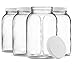 Paksh Novelty 1-Gallon Glass Jar Wide Mouth with Airtight Plastic Lid - USDA Approved BPA-Free Dishwasher Safe Mason Jar for Fermenting, Kombucha, Kefir, Storing and Canning Uses, Clear (4 Pack) primary