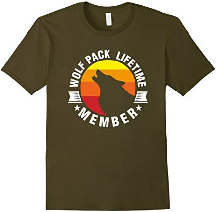 Men's Howling Lifetime Wolf Pack Member Graphic T-shirt Large Olive