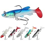 QYQBOON Soft Fishing Lures 6Pcs Pre-Rigged Jig Head