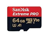 SanDisk Extreme PRO microSDXC Memory Card Plus SD Adapter up to 100 MB/s, Class 10, U3, V30, A1 - 64 GB