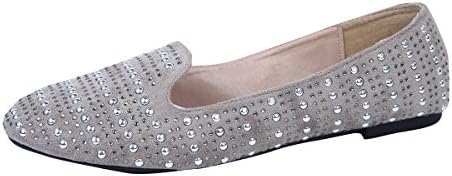 Sol Los Angeles Premium Women's Studded Suede Ballet Flat Shoes, Grey, 7 B(M) US