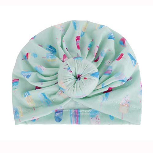 Jianekolaa_Hat Baby Turban Hats,Turban Bun Knot Baby Infant Beanie Baby Girl Soft Cute Toddler Cap Cotton Hat Green